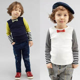 Baby Boys Bowties Stripes Long Sleeve T-shirt Shirt Tops Toddler Clothes