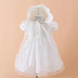 Baby Girls Christening Gown Dresses+Hat+Shawl Vestidos Infantis Princess