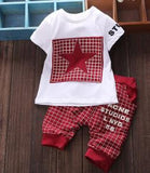 Brand summer kids clothes sets t-shirt+pants suit clothing set Star Printed Clothes newborn sport suits