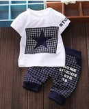 Brand summer kids clothes sets t-shirt+pants suit clothing set Star Printed Clothes newborn sport suits