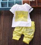 Brand summer kids clothes sets t-shirt+pants suit clothing set Star Printed Clothes newborn sport suits