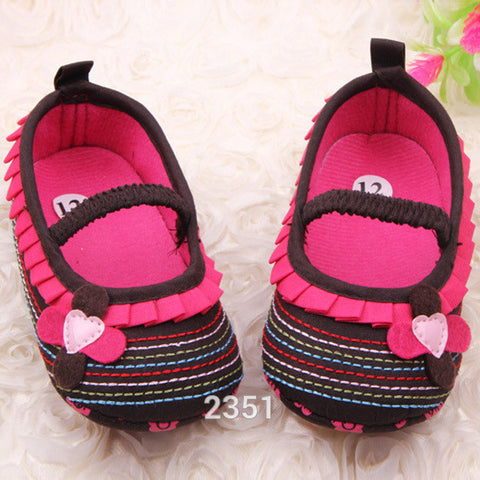 Four-Flower Baby Girl Striped Sole Shoes for Kids Cute Toddler Shoe