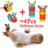 High quality 4Pcs Baby Rattle Toy Socks Animal Cute Cartoon Baby Socks