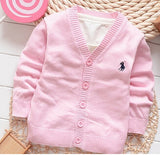 Spring candy-colored 100% cotton baby boys and girls in polos single-breasted cardigan jacket