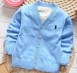 Spring candy-colored 100% cotton baby boys and girls in polos single-breasted cardigan jacket