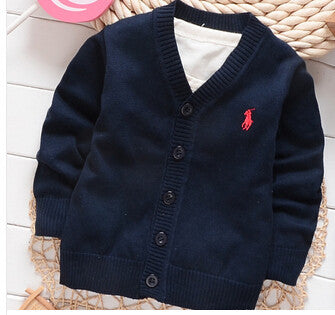 Spring candy-colored 100% cotton baby boys and girls in polos single-breasted cardigan jacket